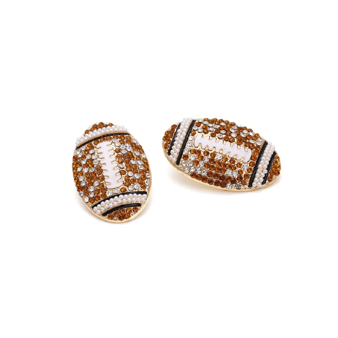 Football Earrings for Women, Beaded Football Stud Earrings for Womens, Cubic Zirconia Football Sports Ear Studs, Cute Football Jewelry -s Funny Earrings