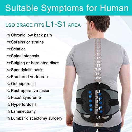 LSO Back Brace with Removable Decompression Panel Back Support& Back Cover for Free,Pulley System Lumbar Support Belt for Sciatica Pain, Disc Injury and After Laminectomy or Spinal Fusion Surgery(XL)