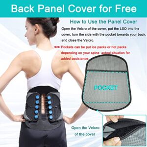 LSO Back Brace with Removable Decompression Panel Back Support& Back Cover for Free,Pulley System Lumbar Support Belt for Sciatica Pain, Disc Injury and After Laminectomy or Spinal Fusion Surgery(XL)