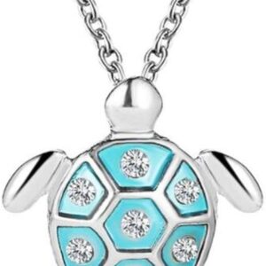 Turtle Pendant Imitation Opal Necklace Zircon Clavicle Chain Women's Jewellery Gift Accessories, Blue Durable Design