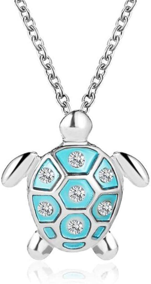 Turtle Pendant Imitation Opal Necklace Zircon Clavicle Chain Women's Jewellery Gift Accessories, Blue Durable Design