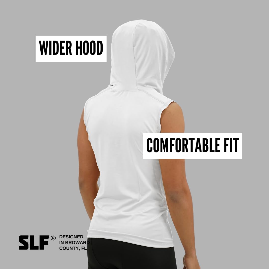 SLEEFS Basic White Sleeveless Compression Hoodie - Workout Top Tank for Men - Breathable Muscle Shirt - Quick Dry