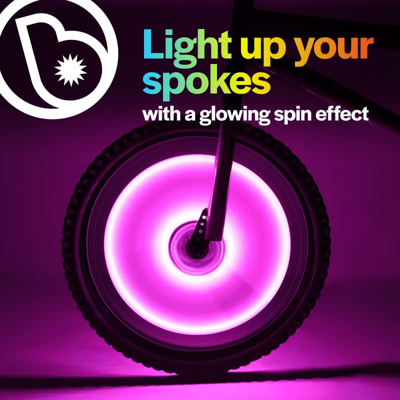 Brightz SpinBrightz Bike Spoke Lights Bike Wheel Lights Bike Spoke Decorations Bike Tire Lights Bicycle Wheel Lights Burning Man Bike Lights Bike Accessories Bike Lights for Riding at Night, Pink