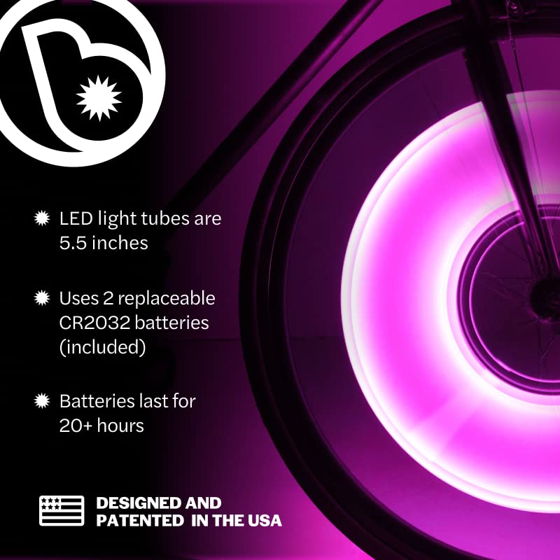 Brightz SpinBrightz Bike Spoke Lights Bike Wheel Lights Bike Spoke Decorations Bike Tire Lights Bicycle Wheel Lights Burning Man Bike Lights Bike Accessories Bike Lights for Riding at Night, Pink