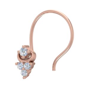 0.04 carat diamond nose pin in 14k rose gold