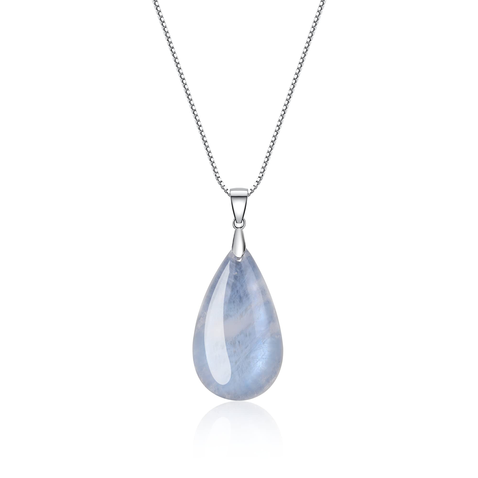 COAI 925 Sterling Silver Teardrop Birthstone Moonstone Crystal Necklace