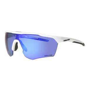 Rawlings Strike Ready Shield Sport Sunglasses for Men, Shiny White/Blue Mirror, 68mm