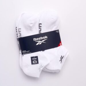 Reebok Men’s Low Cut Socks – 6 Pack Basic Cushion Low Cut No Show Socks for Men - Men's Athletic Socks (Size: 6-12.5), Size 6-12.5, Classic White