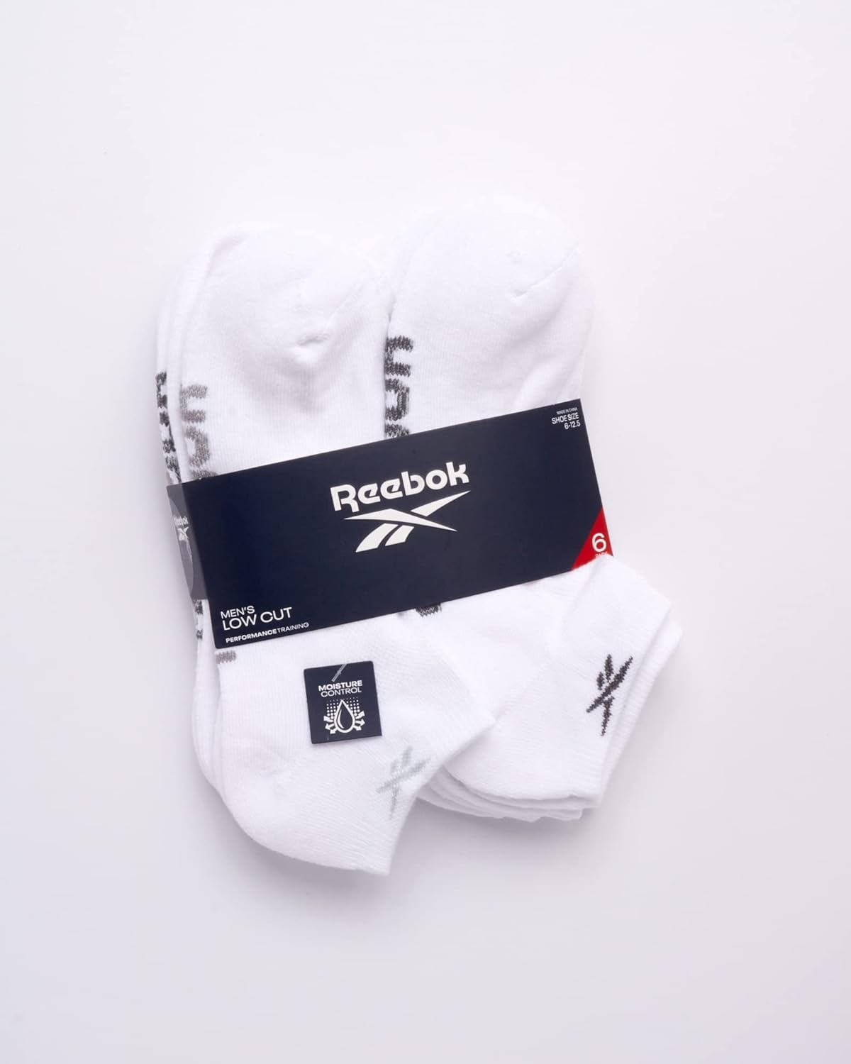 Reebok Men’s Low Cut Socks – 6 Pack Basic Cushion Low Cut No Show Socks for Men - Men's Athletic Socks (Size: 6-12.5), Size 6-12.5, Classic White