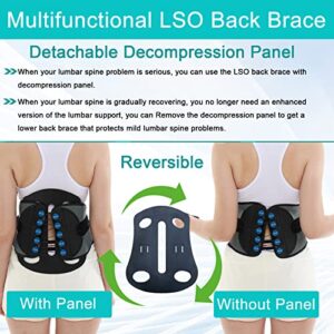 LSO Back Brace with Removable Decompression Panel Back Support& Back Cover for Free,Pulley System Lumbar Support Belt for Sciatica Pain, Disc Injury and After Laminectomy or Spinal Fusion Surgery(XL)