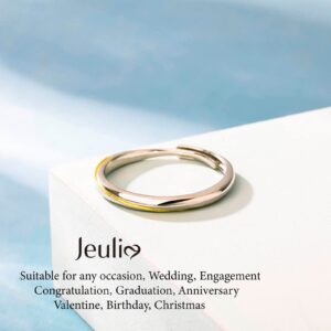 Jeulia Sterling Silver Couple Band for His and Her Mobius Two Tone Adjustable Matching Anniversary Wedding Diamond rings Engraving Jewelry Set Valentine Day with Gift Box (Women's band)