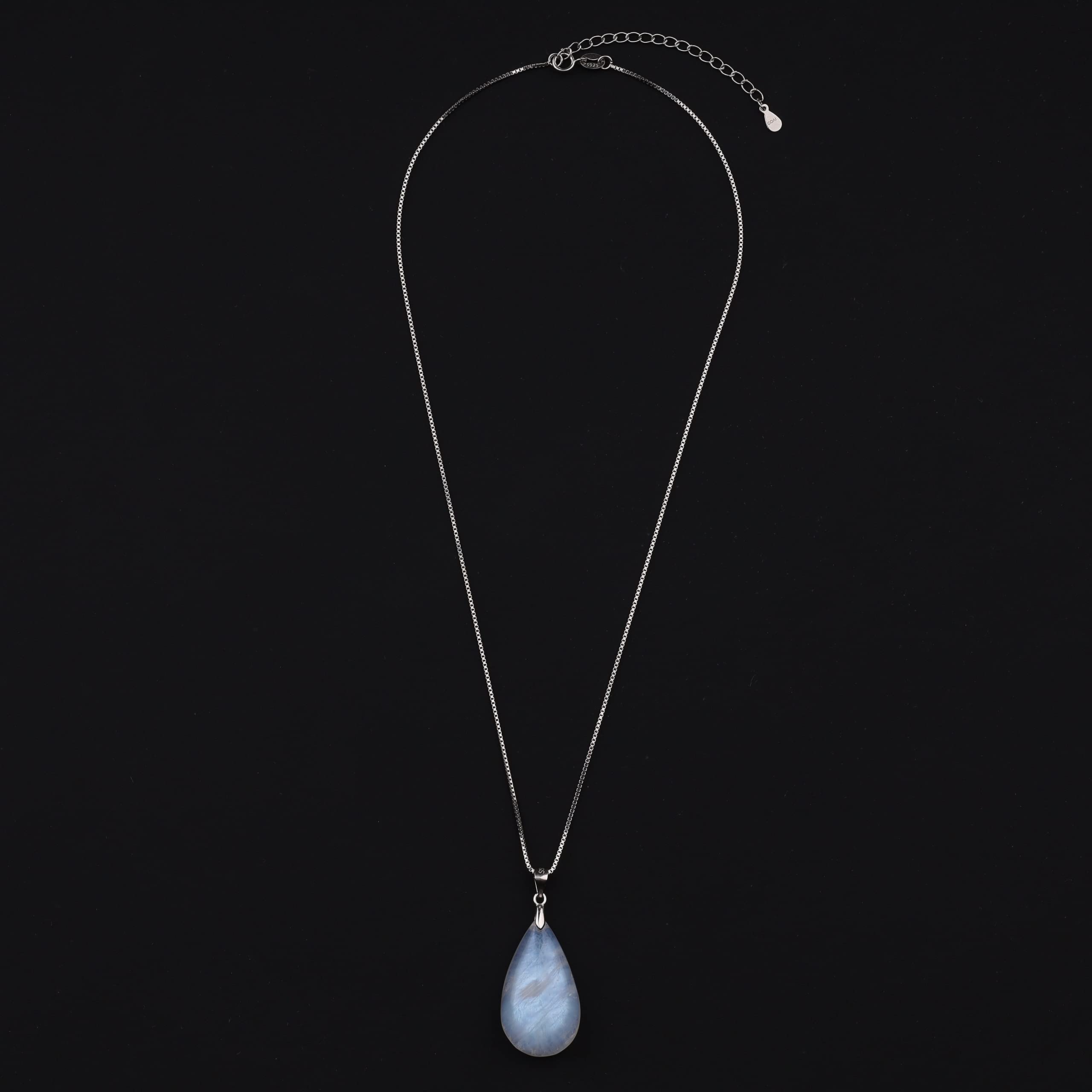 COAI 925 Sterling Silver Teardrop Birthstone Moonstone Crystal Necklace