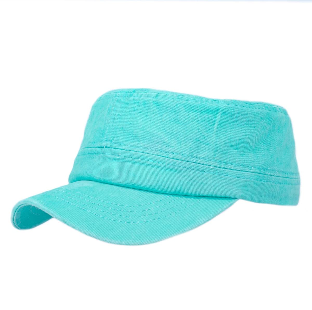 MONOFARBE Washed Cotton Plain Cadet Army Cap Classic Military Hat Men Women Fashion Hat (Turquoise)