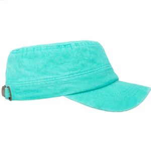 MONOFARBE Washed Cotton Plain Cadet Army Cap Classic Military Hat Men Women Fashion Hat (Turquoise)