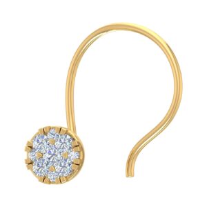 FINEROCK 0.07 Carat Diamond Round Shaped Nose Pin in 14K Yellow Gold