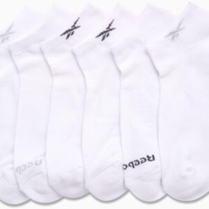 Reebok Men’s Low Cut Socks – 6 Pack Basic Cushion Low Cut No Show Socks for Men - Men's Athletic Socks (Size: 6-12.5), Size 6-12.5, Classic White