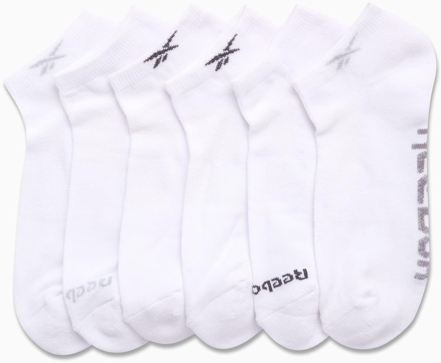 Reebok Men’s Low Cut Socks – 6 Pack Basic Cushion Low Cut No Show Socks for Men - Men's Athletic Socks (Size: 6-12.5), Size 6-12.5, Classic White