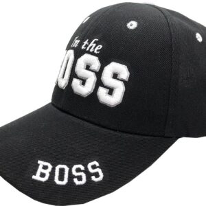 I'm The BOSS Baseball Cap Hat | 3D Embroidery | Sandwich Bill | Adjustable Closure (Black)