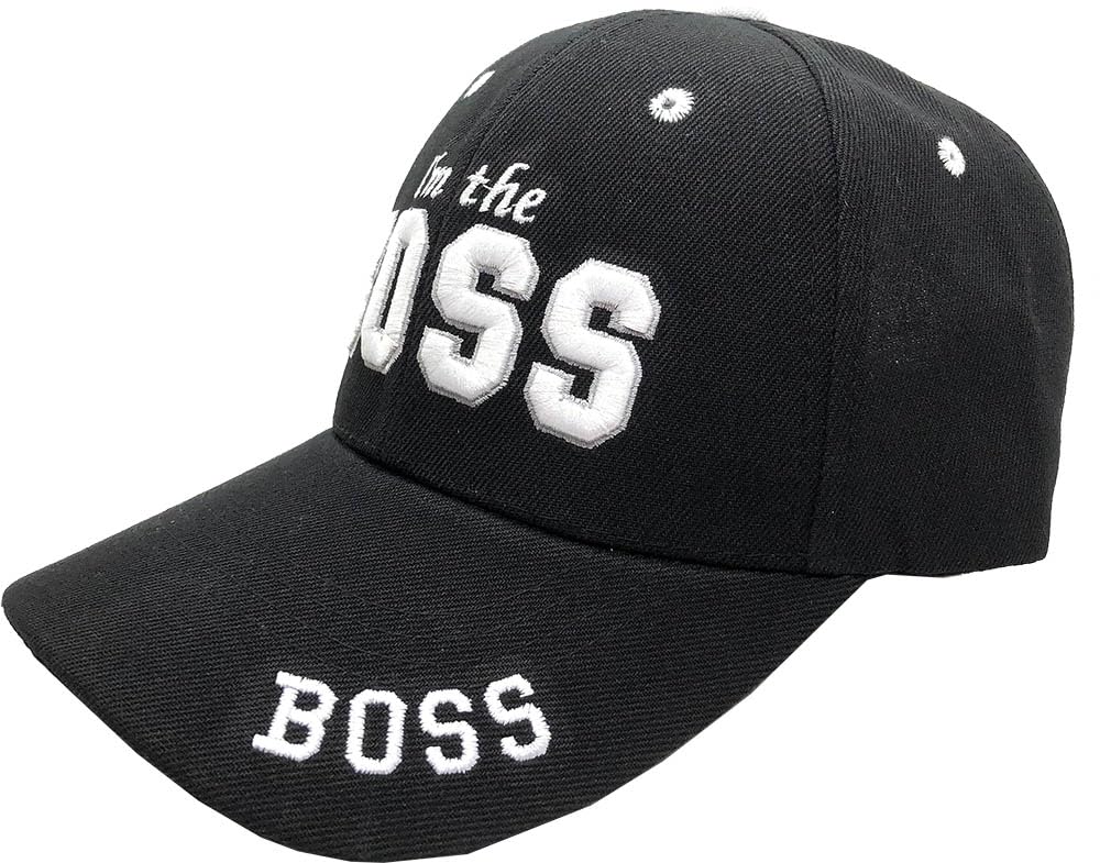 I'm The BOSS Baseball Cap Hat | 3D Embroidery | Sandwich Bill | Adjustable Closure (Black)