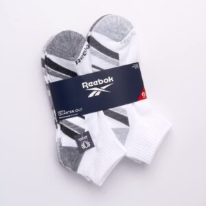 Reebok Men's Quarter Socks - 6 Pack Cushion Quarter Cut Ankle Socks for Men - Breathable Men's Athletic Socks (Size 6-12.5), Size 6-12.5, White