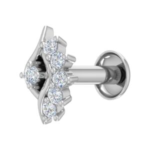 finerock 0.05 carat diamond nose pin in 18k white gold