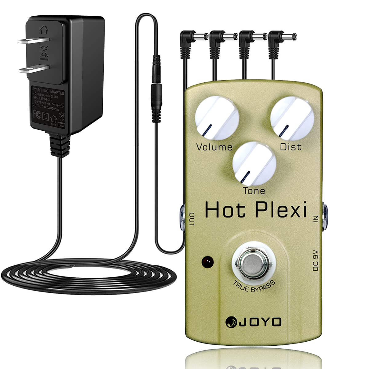 JOYO JF-32 Hot Plexi Distortion Amp Simulation Pedal Bundle with DC 9V Pedal Power Supply (800mA -1A) AC Adapter