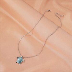 Turtle Pendant Imitation Opal Necklace Zircon Clavicle Chain Women's Jewellery Gift Accessories, Blue Durable Design