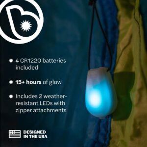 Brightz ZipBrightz LED Zipper Pull Light, 2-Pack - Color Changing Zipper Light - Glow in The Dark Zipper Pulls - Burning Man Lights - Glamping Accessories - LED Zipper Pull Light for Tents, Backpacks