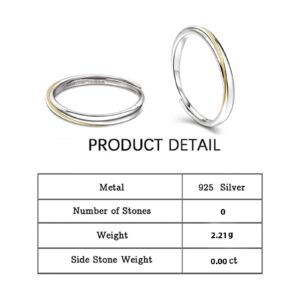 Jeulia Sterling Silver Couple Band for His and Her Mobius Two Tone Adjustable Matching Anniversary Wedding Diamond rings Engraving Jewelry Set Valentine Day with Gift Box (Women's band)