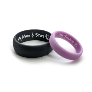 AERA CUSTOMIZED His & Hers Silicone Wedding Band Set - Engrave Any Text, Symbol, Image - Ships Next Day