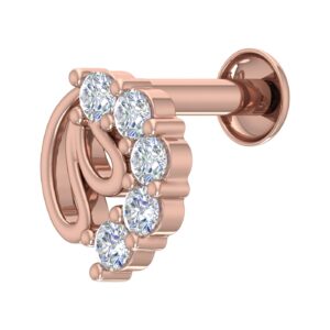 finerock 0.15 carat diamond nose pin in 18k rose gold