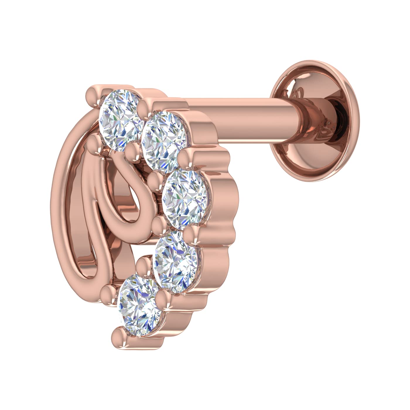 FINEROCK 0.15 Carat Diamond Nose Pin in 18K Rose Gold