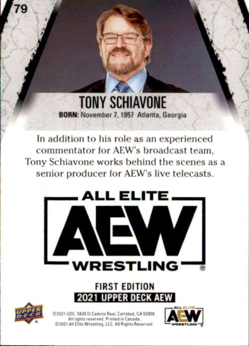 2021 Upper Deck All Elite Wrestling AEW #79 Tony Schiavone Official Trading Card