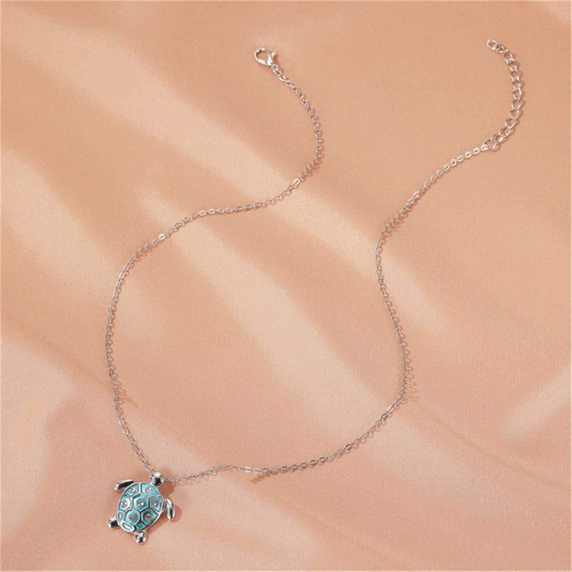 Turtle Pendant Imitation Opal Necklace Zircon Clavicle Chain Women's Jewellery Gift Accessories, Blue Durable Design