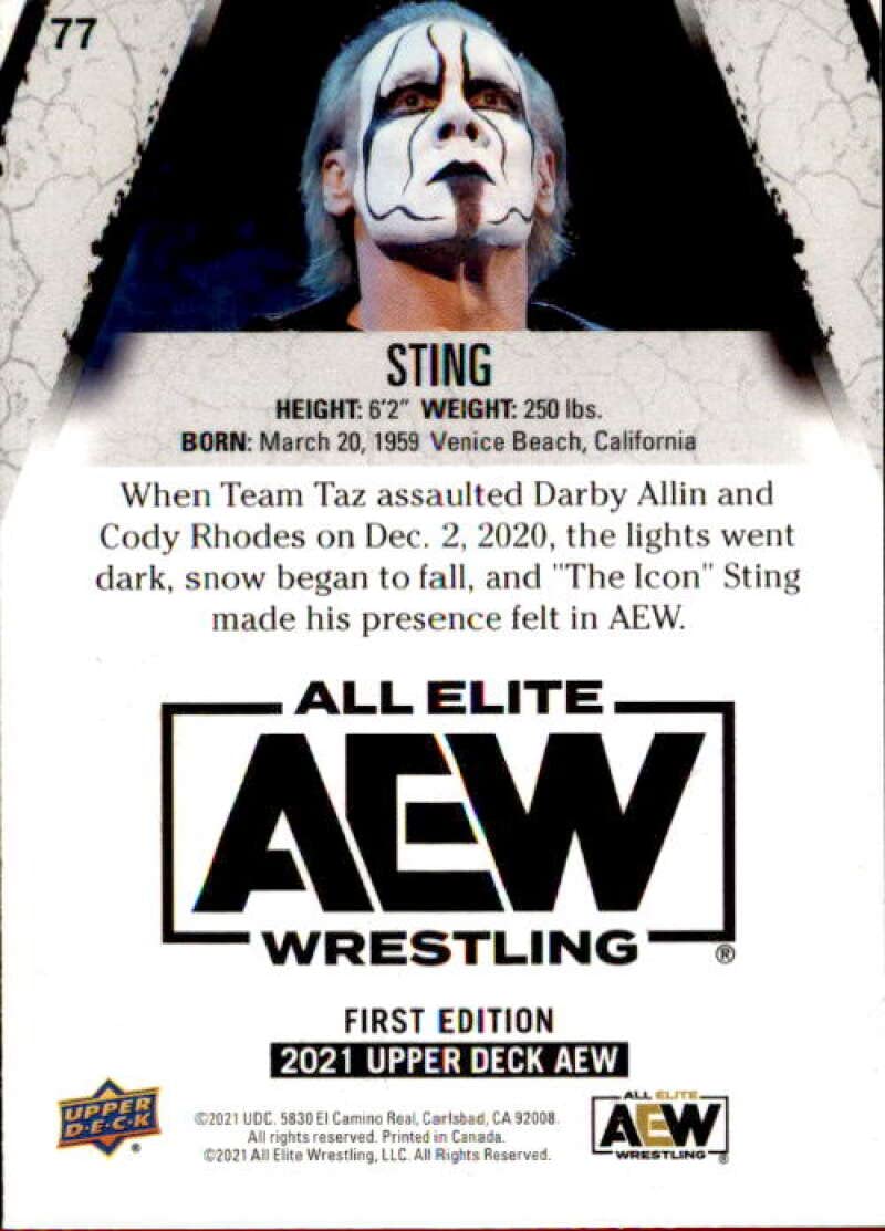 2021 Upper Deck All Elite Wrestling AEW #77 Sting Official Trading Card