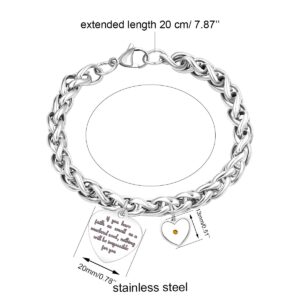 Cool Stainless Chunky Thick Large Link Chain Bracelet with Faith Mustard Seed Charm for Men Women Length 7.9" * Width 8mm (8mm-Heart Charm)