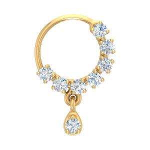 FINEROCK 1/10 Carat Diamond Drop Nose Pin in 14K Yellow Gold