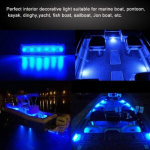 WIMACT LED Boat Interior Lights Marine Boat Lights Courtesy Light Strip Deck Transom Cockpit Navigation Lighting Waterproof 12V for Pontoon Sailboat Kayak (6Pcs) (Blue)