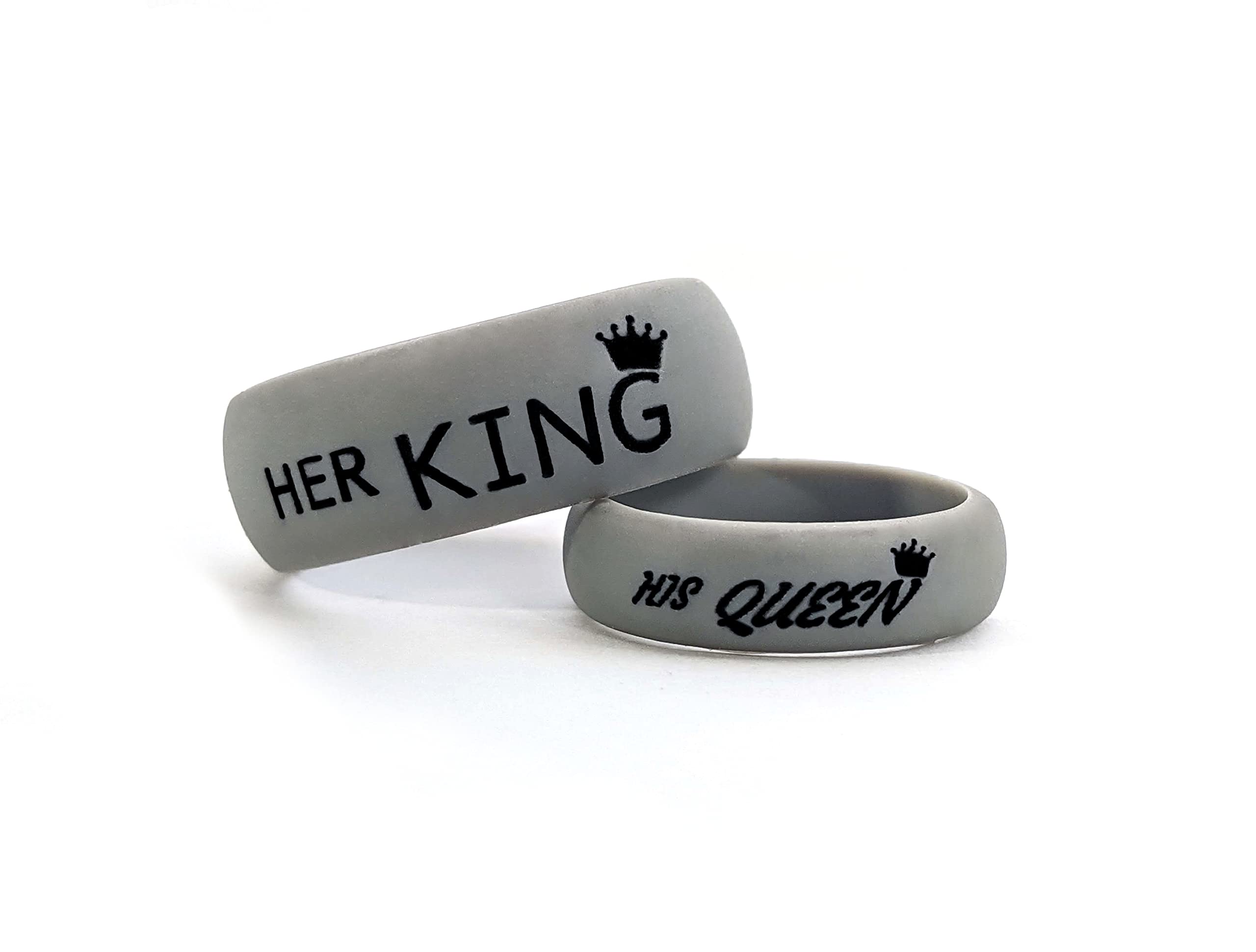 AERA CUSTOMIZED His & Hers Silicone Wedding Band Set - Engrave Any Text, Symbol, Image - Ships Next Day