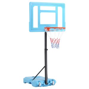 soozier poolside basketball hoop stand, 36.5"-48.5" height adjustable portable hoop system w/clear backboard & fillable base for whole family, blue