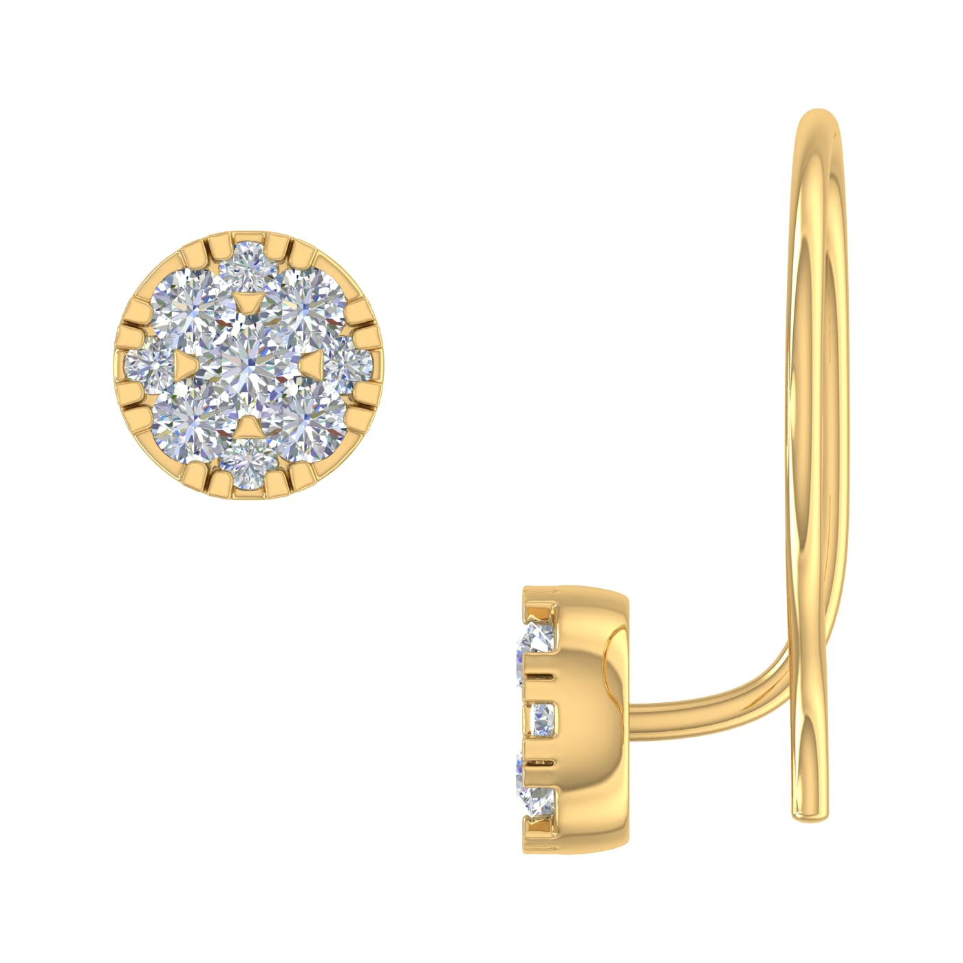 FINEROCK 0.07 Carat Diamond Round Shaped Nose Pin in 14K Yellow Gold