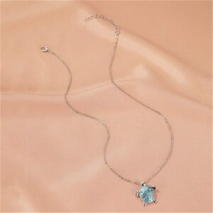 Turtle Pendant Imitation Opal Necklace Zircon Clavicle Chain Women's Jewellery Gift Accessories, Blue Durable Design