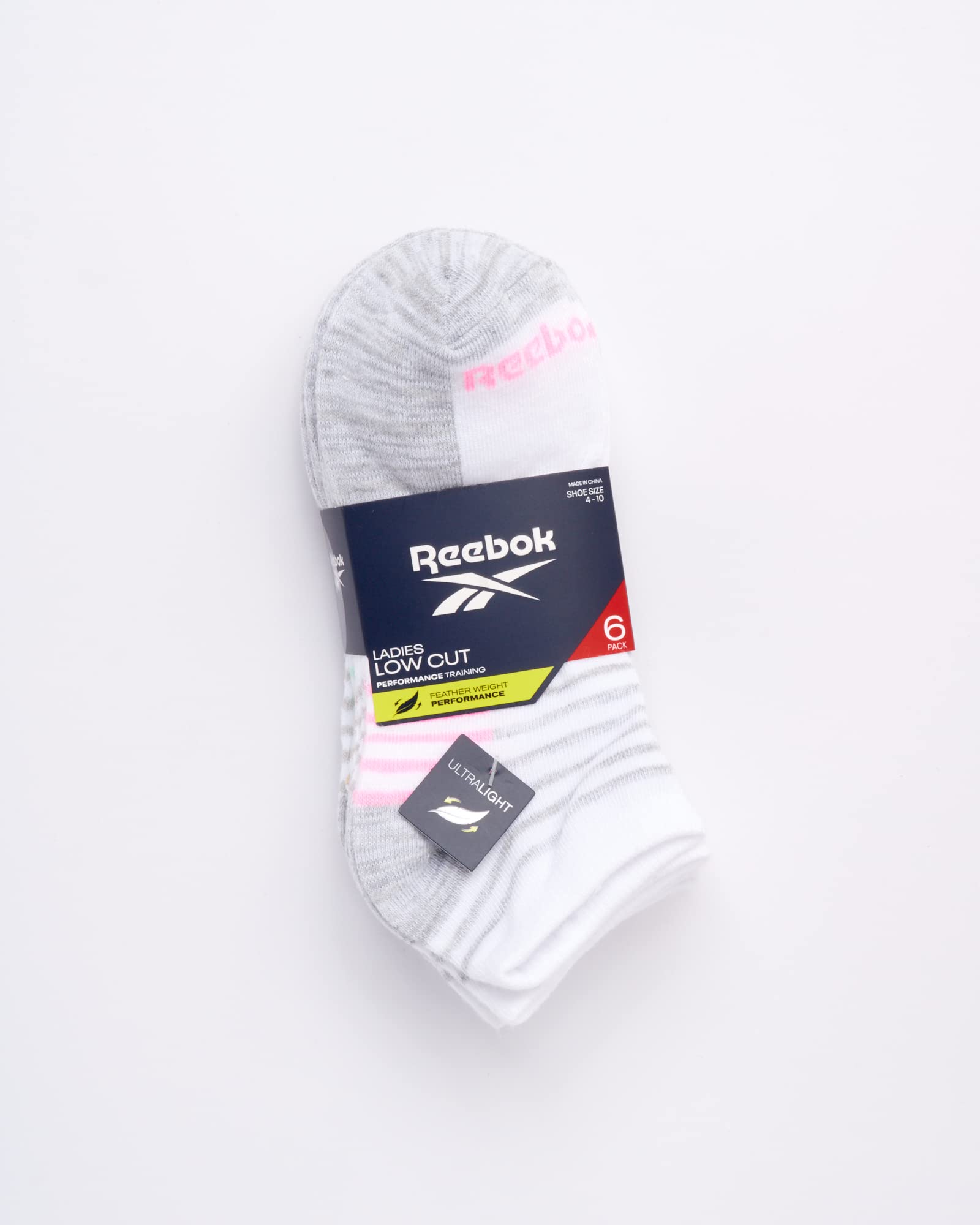 Reebok Women's Athletic Socks - Performance Low Cut Socks (6 Pack), Size 4-10, White Multi