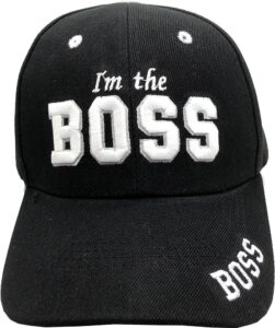 i'm the boss baseball cap hat | 3d embroidery | sandwich bill | adjustable closure (black)