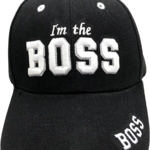 I'm The BOSS Baseball Cap Hat | 3D Embroidery | Sandwich Bill | Adjustable Closure (Black)