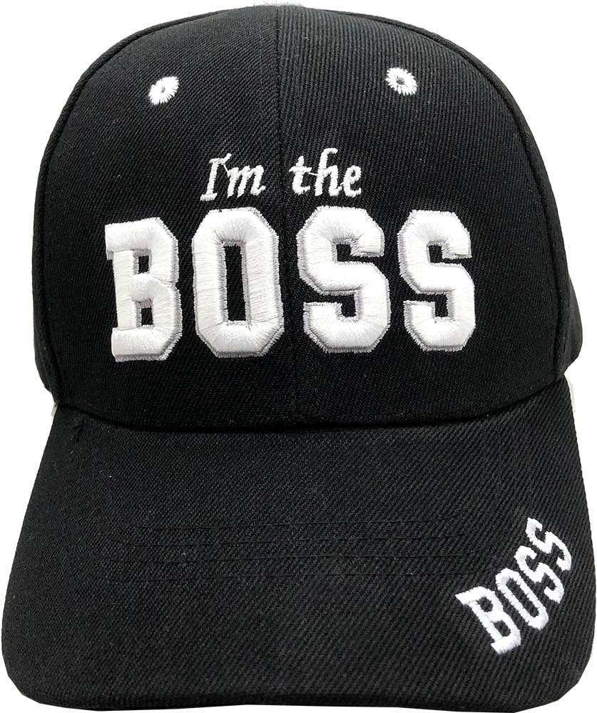 I'm The BOSS Baseball Cap Hat | 3D Embroidery | Sandwich Bill | Adjustable Closure (Black)