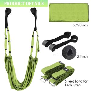 Leg Stretcher Strap Adjustable Fitness Band for Waist Trainer Stretching Door Swing Flexibility Tensile Trainer with Carrying Pouch for Yoga Practitioner Ballet Dancer Gymnastics Exercises (Green)