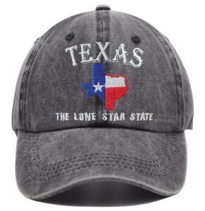 oascuver texas lone star state hat, american tx states flag map shape embroidered adjustable baseball cap for men women