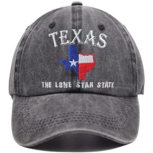 OASCUVER Texas Lone Star State Hat, American TX States Flag Map Shape Embroidered Adjustable Baseball Cap for Men Women