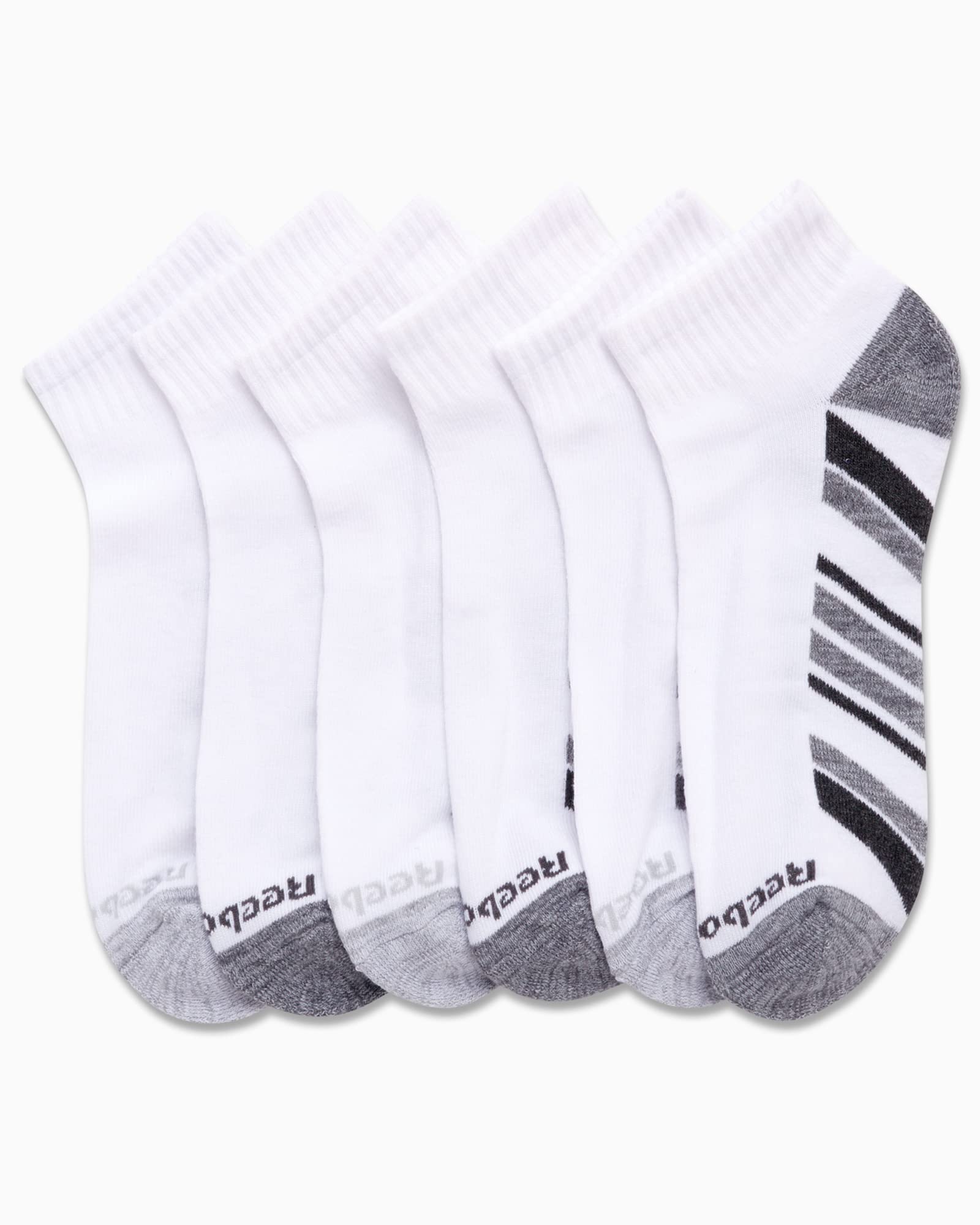 Reebok Men's Quarter Socks - 6 Pack Cushion Quarter Cut Ankle Socks for Men - Breathable Men's Athletic Socks (Size 6-12.5), Size 6-12.5, White